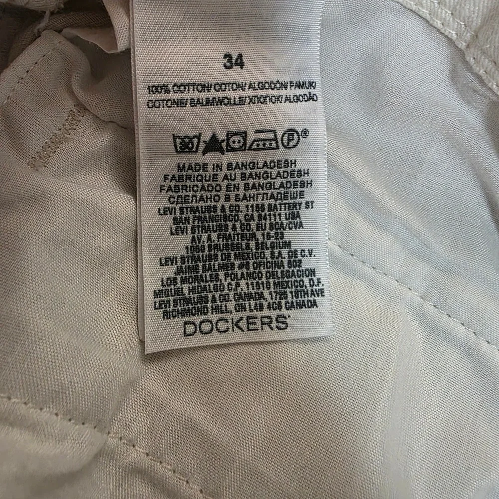 Dockers 34‎ Cargo Shorts Cotton Twill Multi-Pocket Chino Khaki Tan Stone